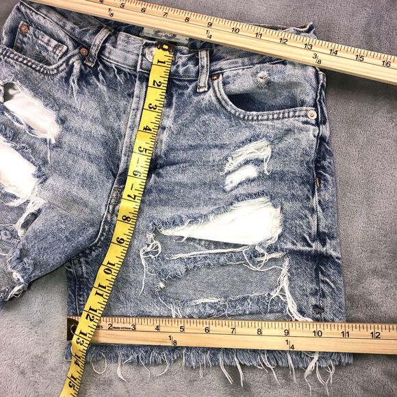 Free People We the Free Size 25 Maggie Distressed Button Fly Mid-Rise Shorts - Picture 3 of 7